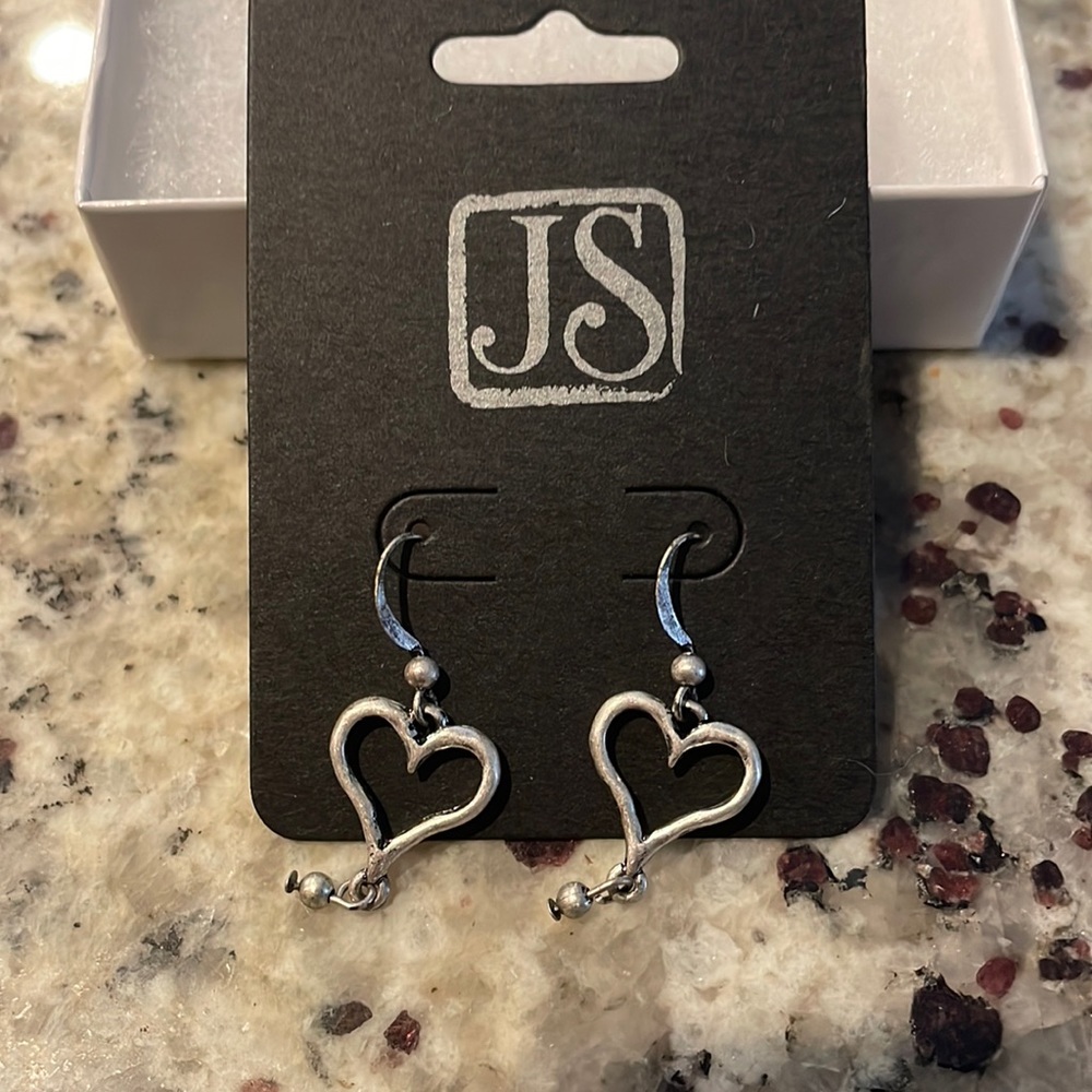 Jim Shore Designs Silver Heart Earrings